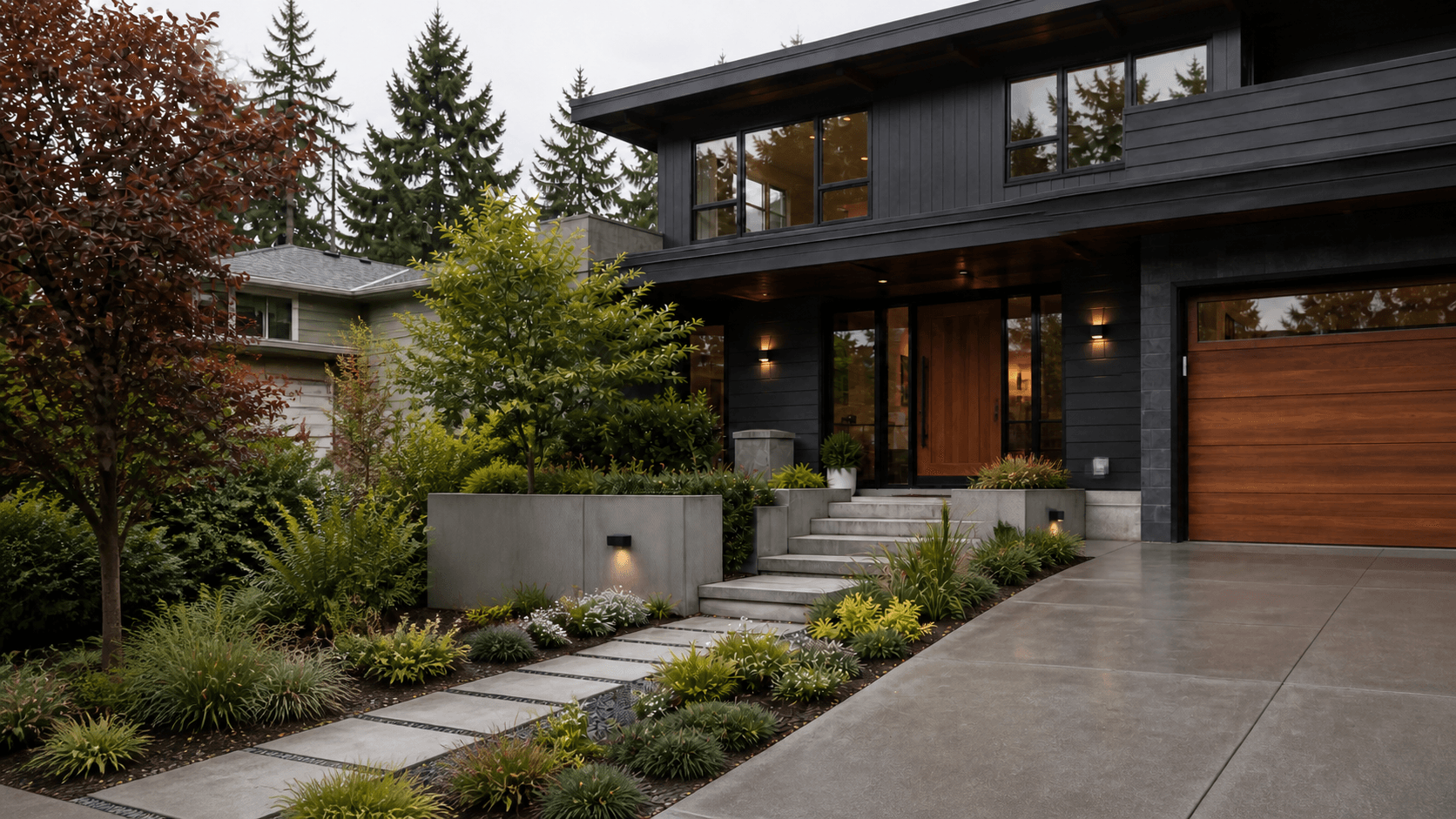 Contemporary Pacific Northwest home in a wooded setting