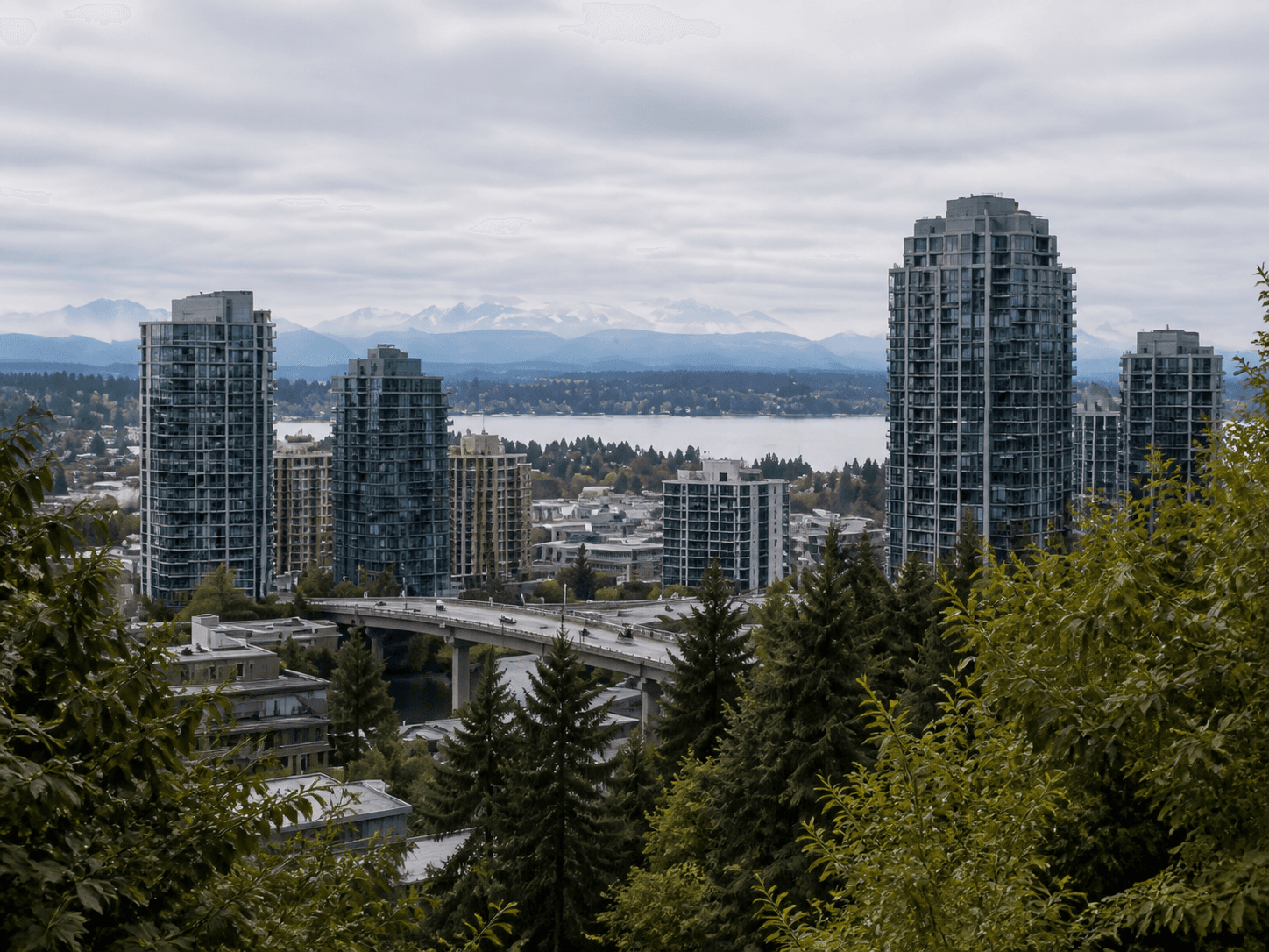 Bellevue skyline and surrounding neighborhoods